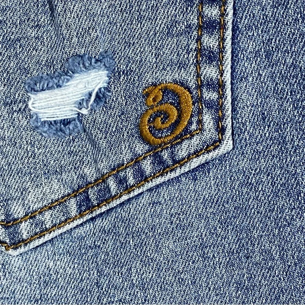 Indigo Rein Medium Wash Destructed Mom Jean